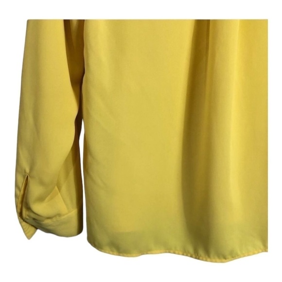 4/$45 I.N.C Yellow Long Sleeve V-Neck Semi Sheer Pullover Top Small - Picture 5 of 7